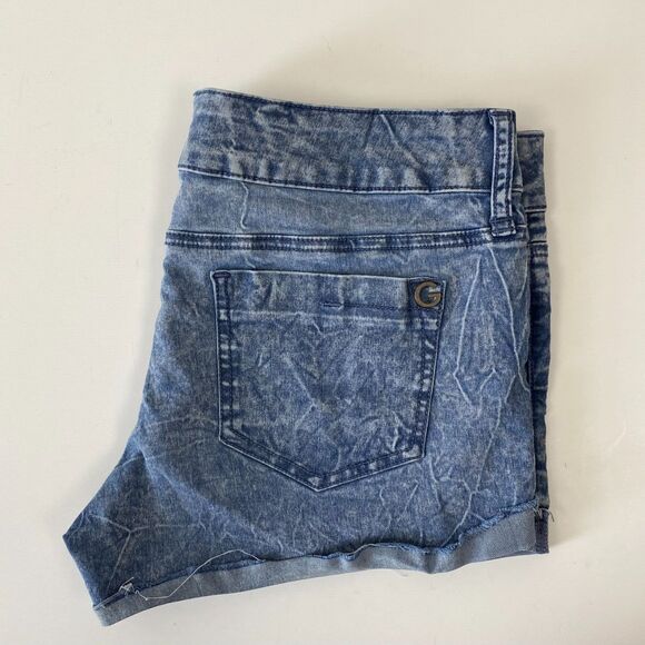 Women's G by Guess‎ Distressed Cuffed Blue Jeans Shorts Size 30 - Picture 7 of 10